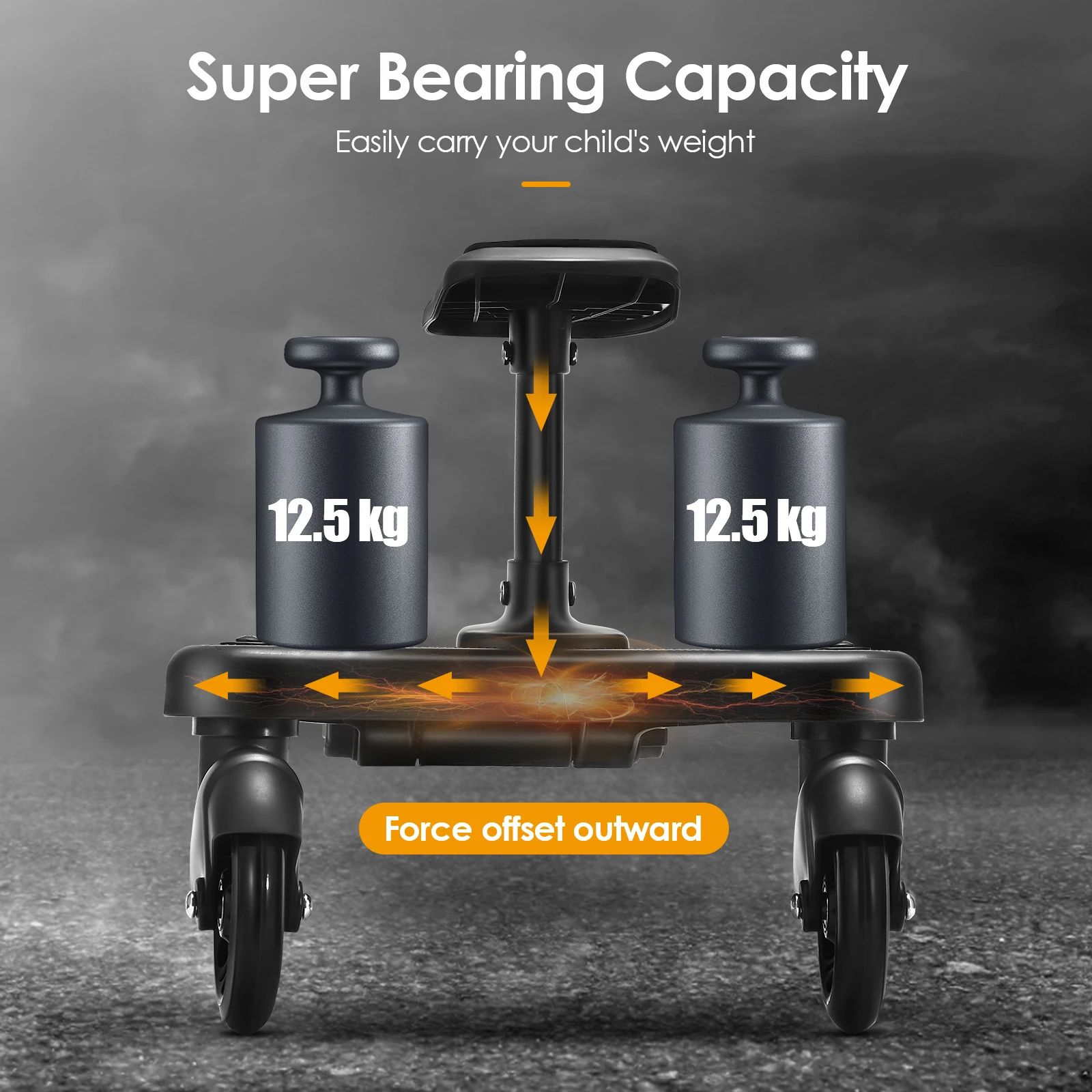 Portable Buggy Board With Seat Universal Kiddy Boards Pram Standing Board 360° Rotation Pram Accessory For Children 25kg