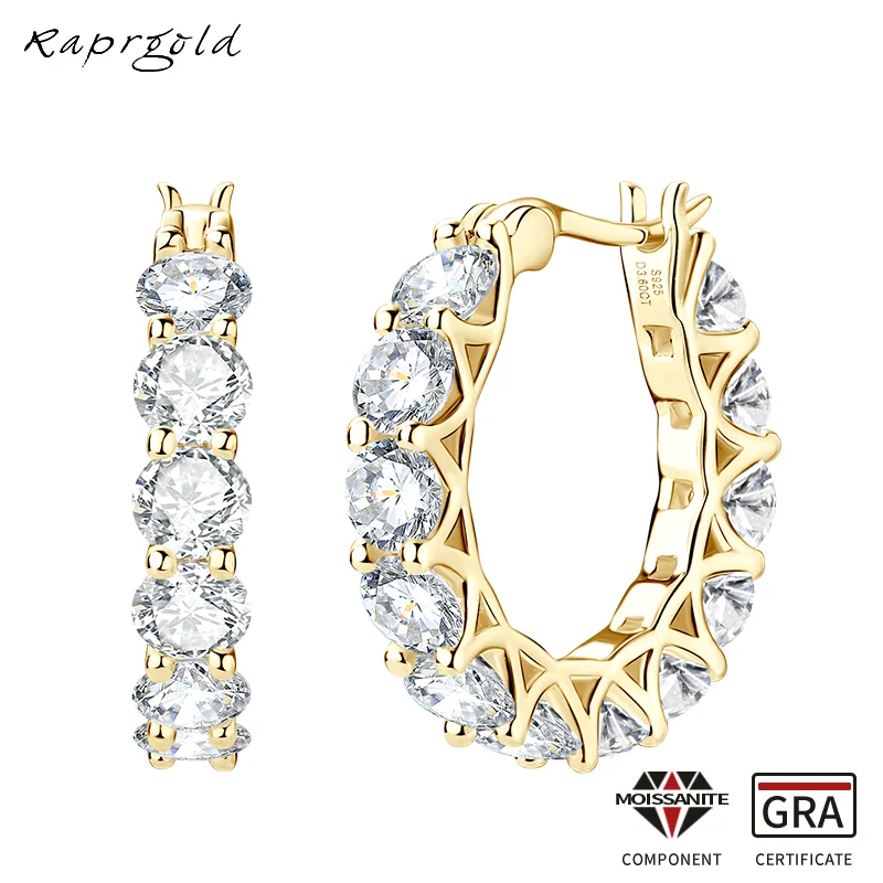 RAStore-Boucles d'oreilles créoles Moissanite pour femme, véritable argent regardé 925, boucle d'oreille Huggie classique, cadeau de mariage, bijoux fins, duo, 3mm, 4mm