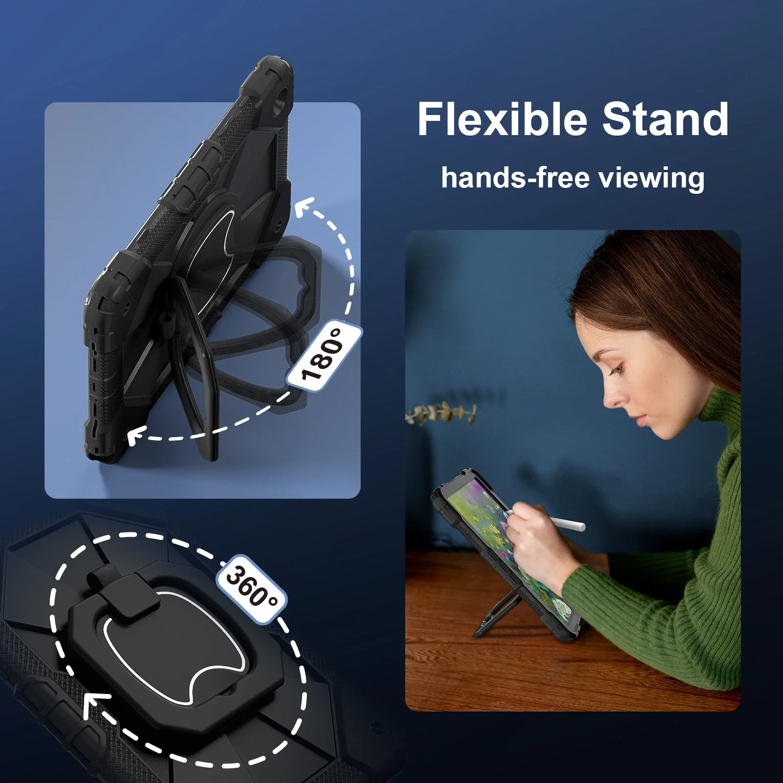 

Чехол с вращающейся подставкой для Samsung Tab S10 S9 A9 Plus A8 A7 Lite A9+, чехол для планшета с ручкой, толстый противоударный жесткий чехол