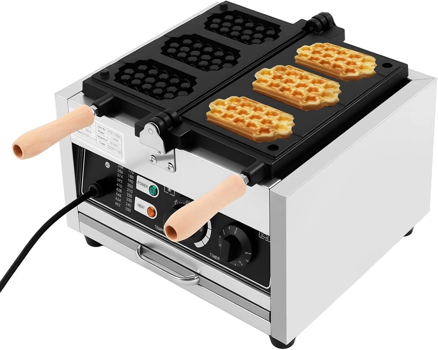 

Electric 3-Slice Honeycomb Waffle Pop Maker Iron Machine Baker, Non-Stick Commercial Electric Waffle Maker