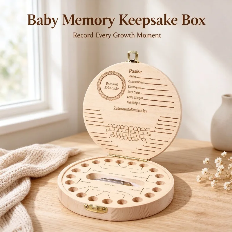 Free Customized Solid Wood Baby Tooth Commemorative Box for Male and Female Babies Baby Hair Newborn Birth Gift Birthday Gift