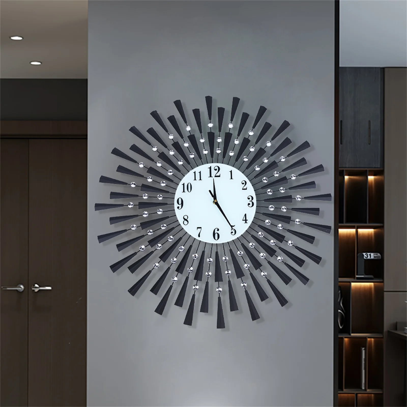 Large Wall Clock for Living Room Decor Modern, Metal Non-Ticking Quiet Quartz Decorative Clock for Living Room