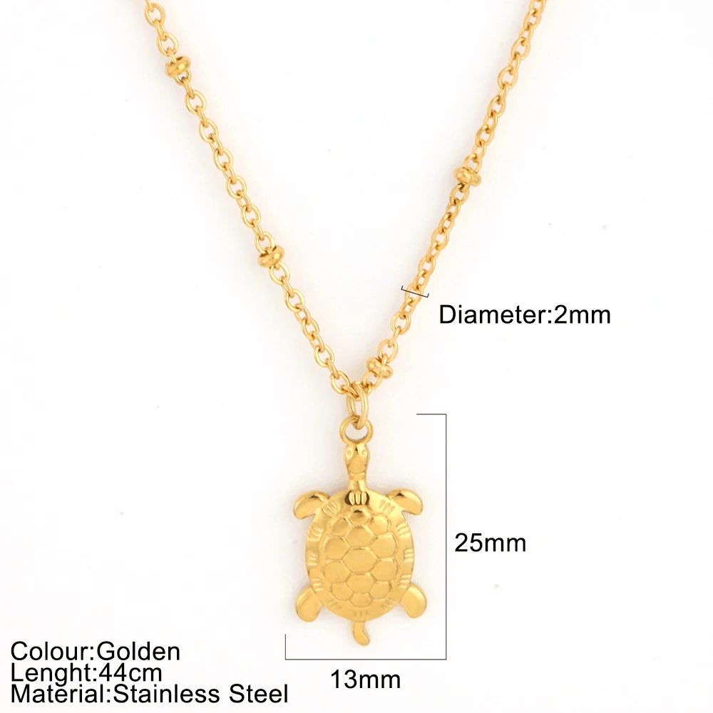 women necklace Summer Beach Stainless Steel Turtle Pendant Necklace Golden Not fadin not allergic jewelry beach gift 2025 trend