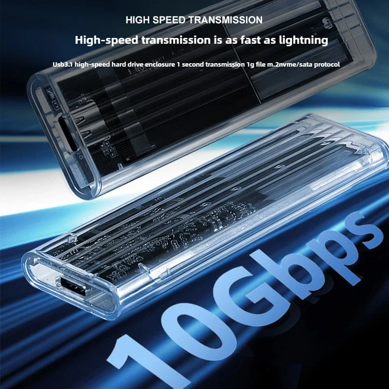 حافظة M.2 NVME PCIe NGFF SATA SSD USB3.1 Gen1 10Gbps TypeC محول SSD خارجي شفاف لـ 2230/2242/2260/2280