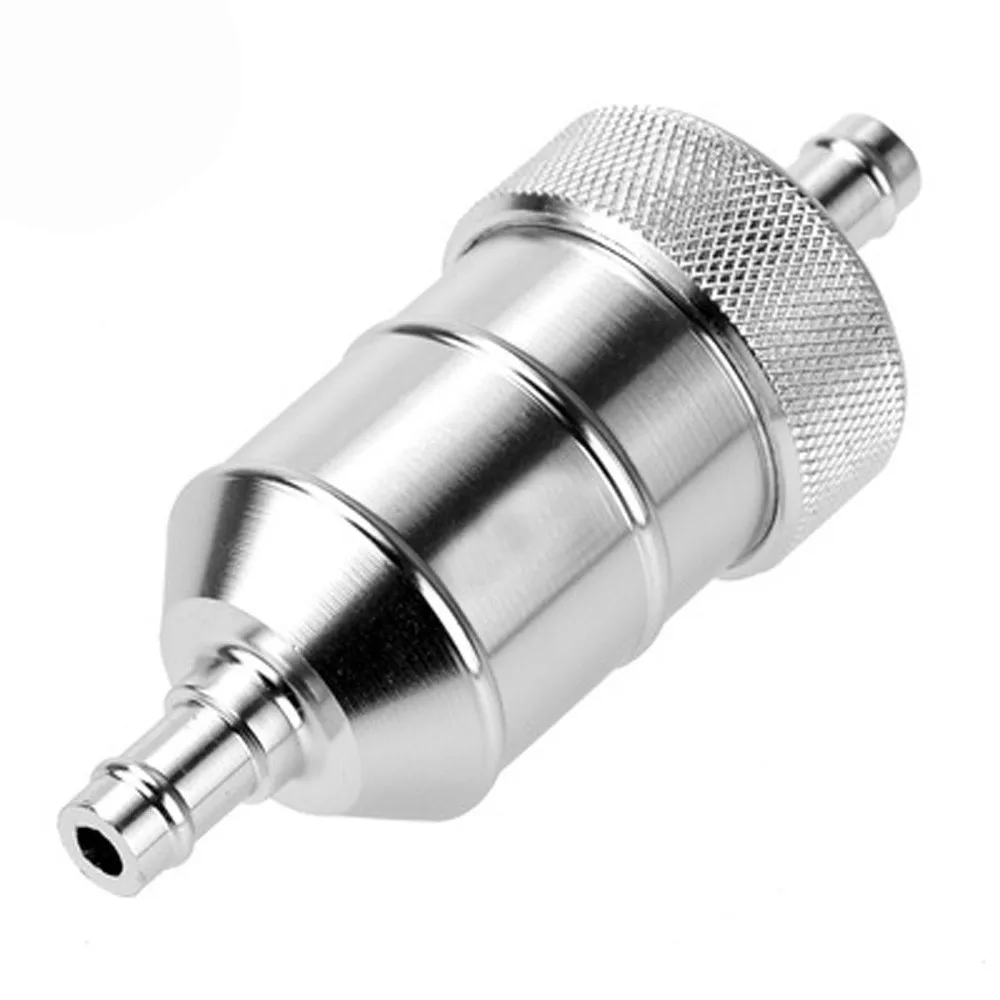 5/16'' Motorcycle Universal In-line Fuel Filter Aluminum Silver 6mm Spare Filter Element Alloy Fuel Gasoline Diesel Filter Parts