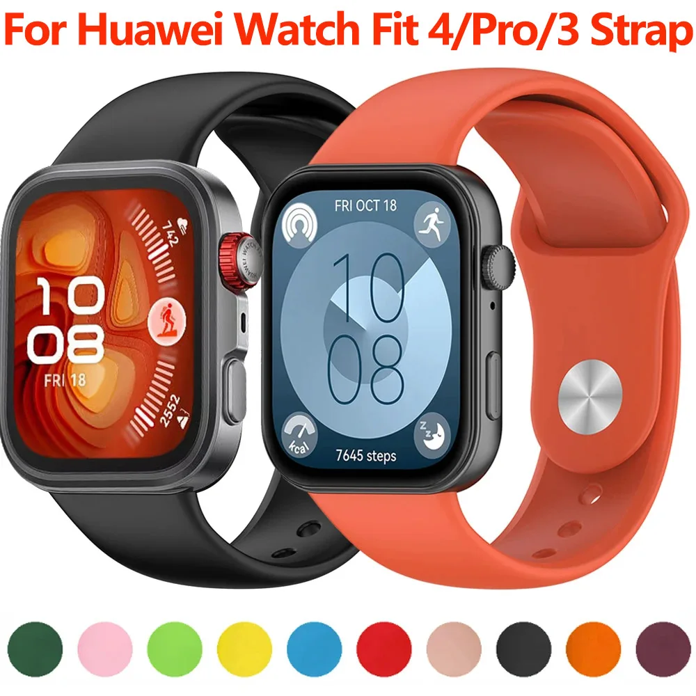 

Sport Silicone Strap for Huawei Watch Fit 3/4/4 Pro No Gap Original Bracelet Wristband for Huawei Watch Fit 4/3 Band Accessories
