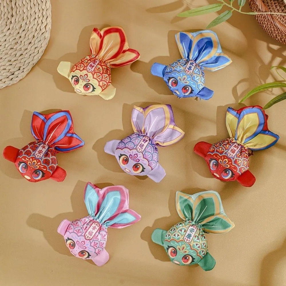 Chinese Style Cartoon Koi Sachet Bag Handmade Embroidery Fish Ornament Blessing Sachet Hanging Good Luck Pouch Car Interior