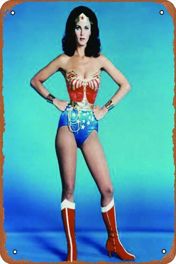 Lynda Carter Vintage metal tin signage Bar Men's Cave Club Cafe decorated 20.32 x 30.48 cm