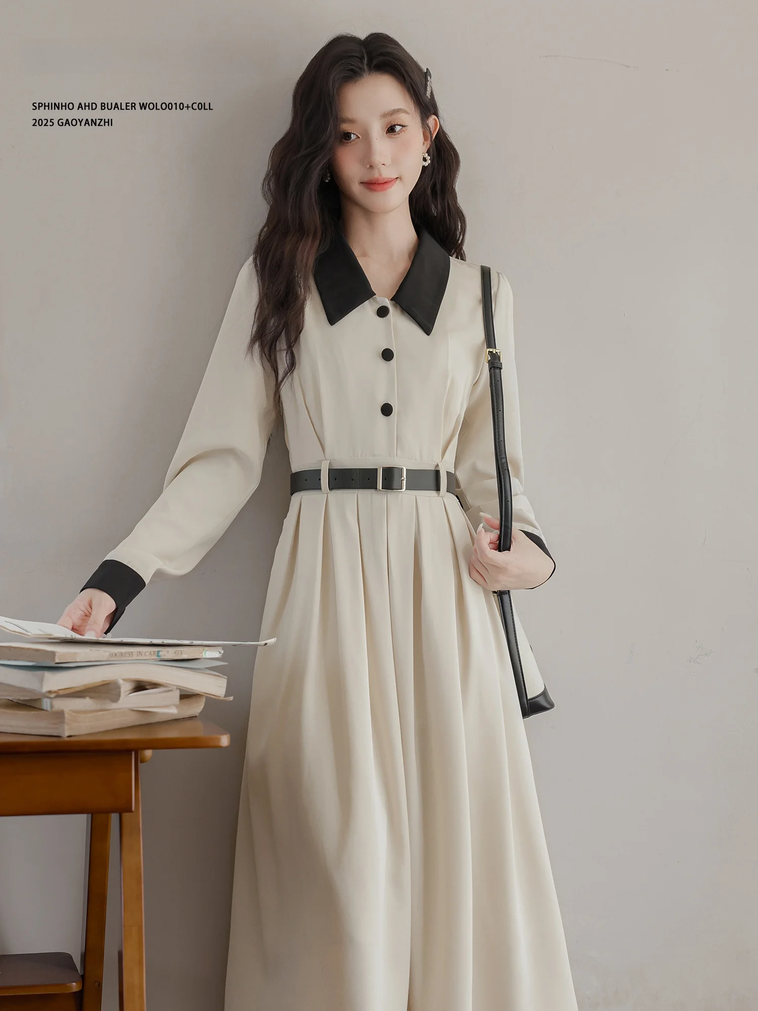 

Ele irt Dr женская осенняя новая утягивающая длинная юбка с высокой талией для интервью Ci Commute трапециевидный силуэтный воротник