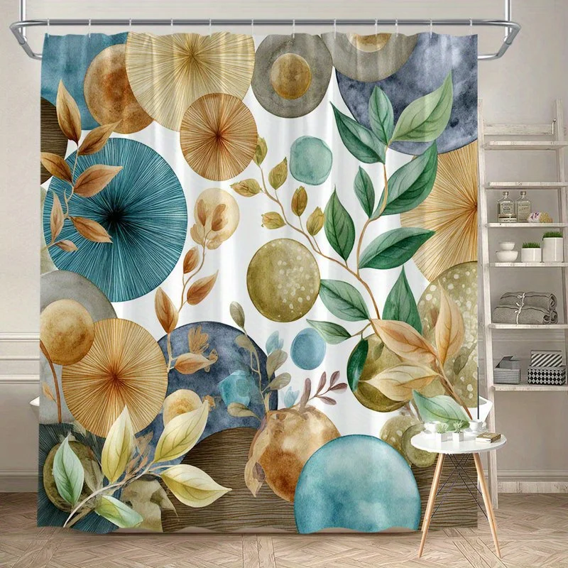 

1 шт. занавеска для душа с акварельным круглым узором земли, полиэфирная ткань, которую можно стирать в машине, подходит для украшения ванной комнаты