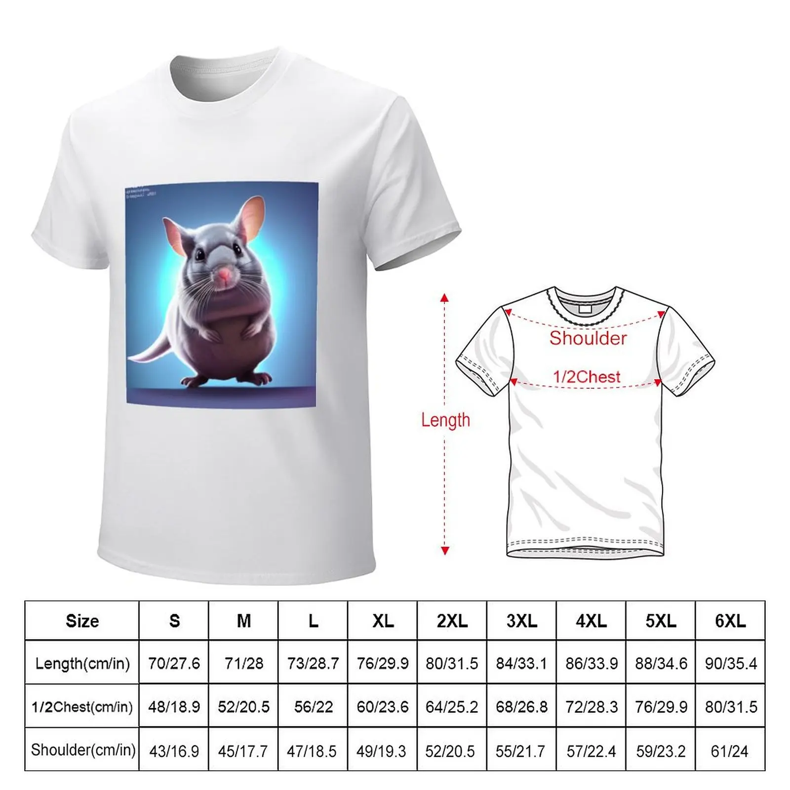 Cute Glowing Chinchilla T-Shirt customizeds cute tops anime Men's cotton t-shirt