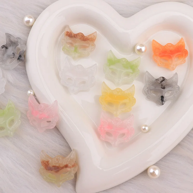 10Pcs Cartoon Fox Luminous Resin Planar Charms Fashion Earring Bracelet Necklace Pendants Keychain Craft Decor Jewelry Accessory