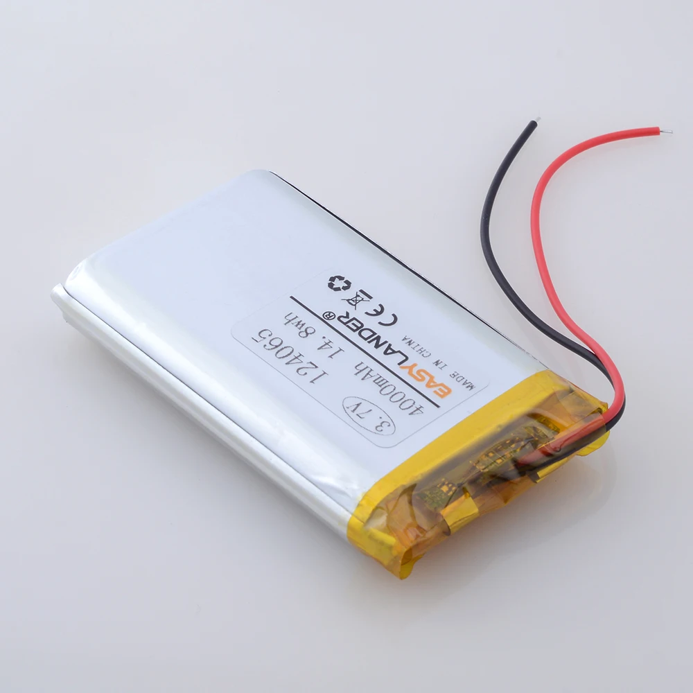 124065 3.7 فولت 4000 مللي أمبير بطارية ليثيوم بوليمر قدرة عالية Jst PH 2.0 مللي متر 2pin التوصيل تدفئة اليد اللوحي الأجهزة الطبية كاميرا