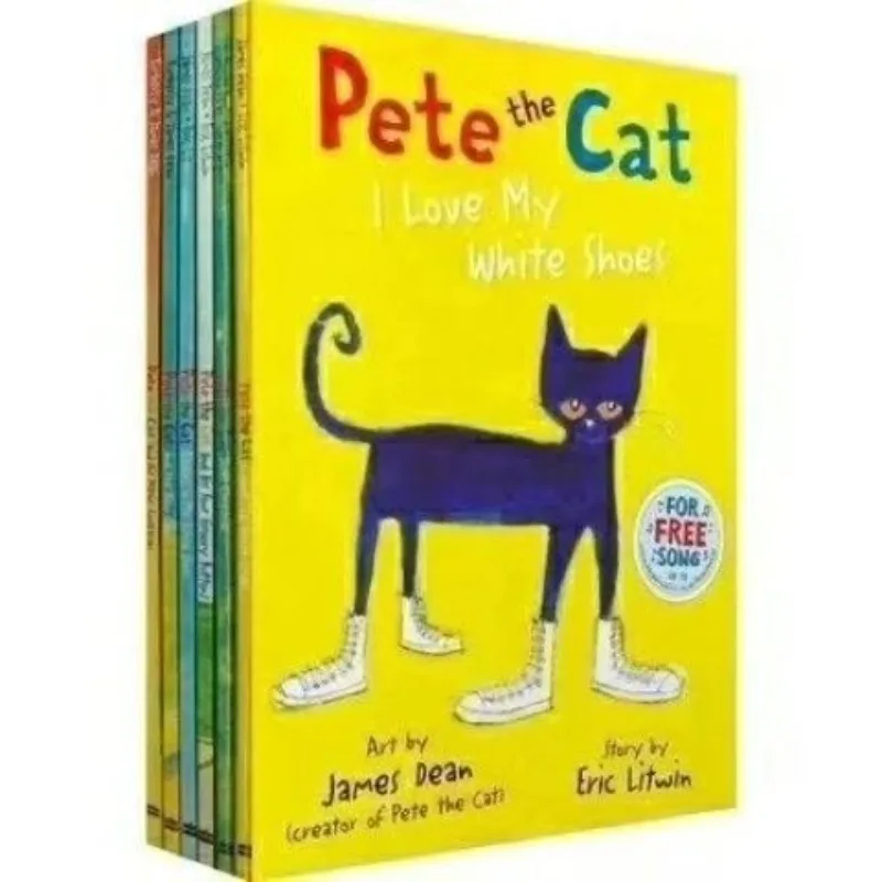 Inglês Clássico Histórias Curtas para Crianças, Livro de Histórias Infantil, Eu Posso Ler Pete, O Gato, Educação Infantil, 6 Livros por Conjunto