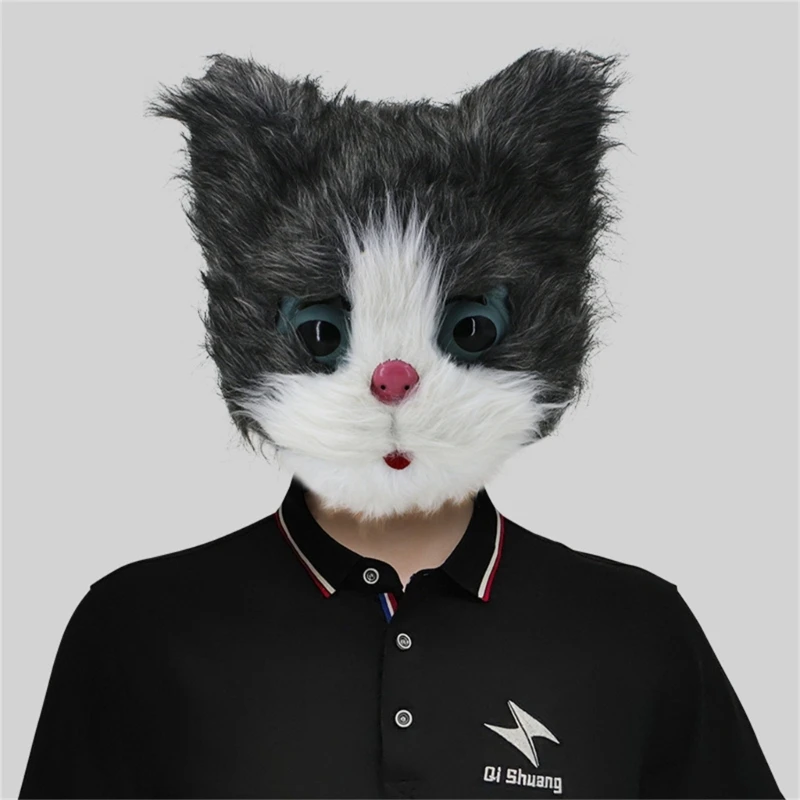 Kat hoofd masker Halloween Party kostuum masker maskerade kostuum latex dierenkop masker voor volwassen kinderen