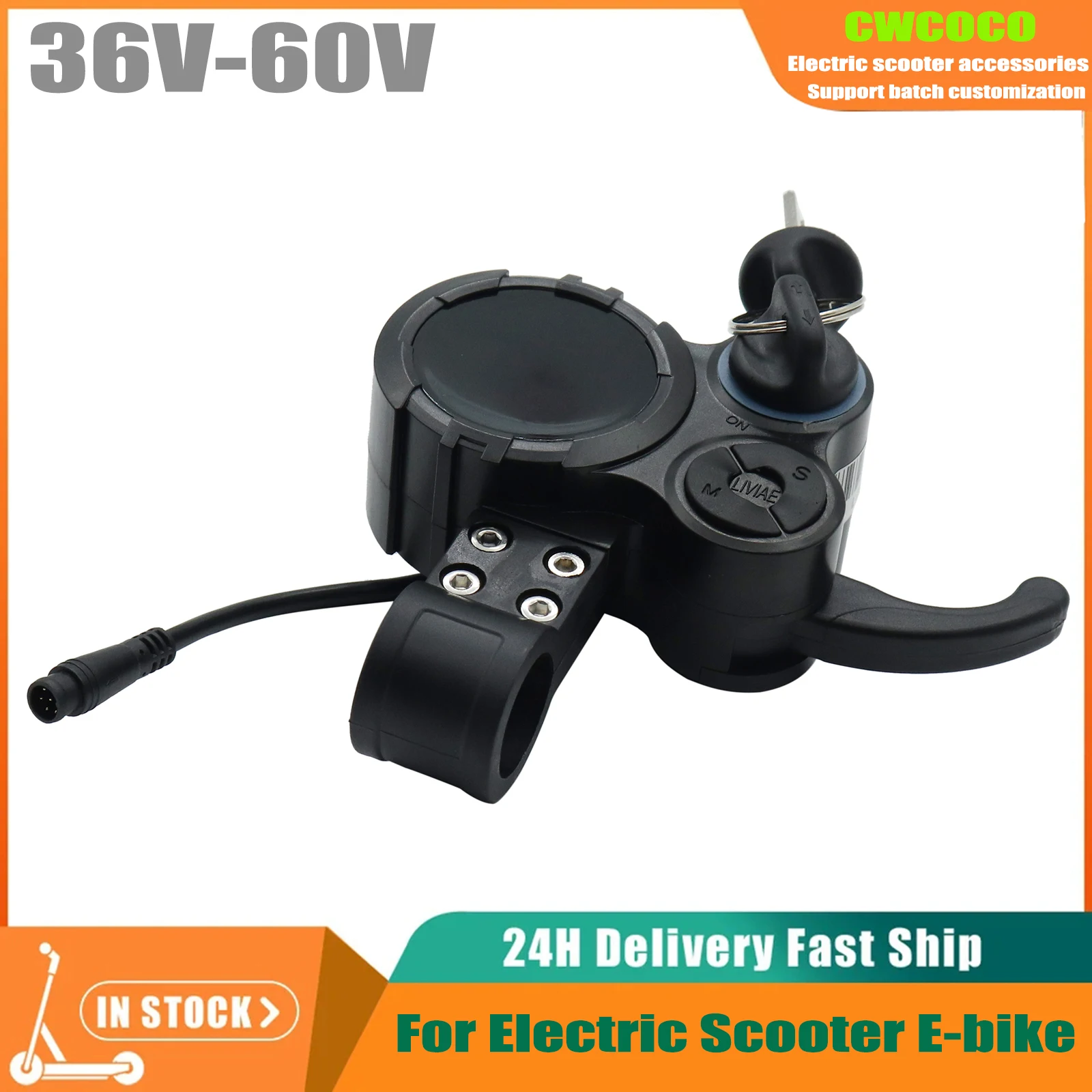 With Locking LCD Monitor Instrument Accelerator For 48V-60V Smart Brushless LIVIAE Controller Electric Scooter Accessory