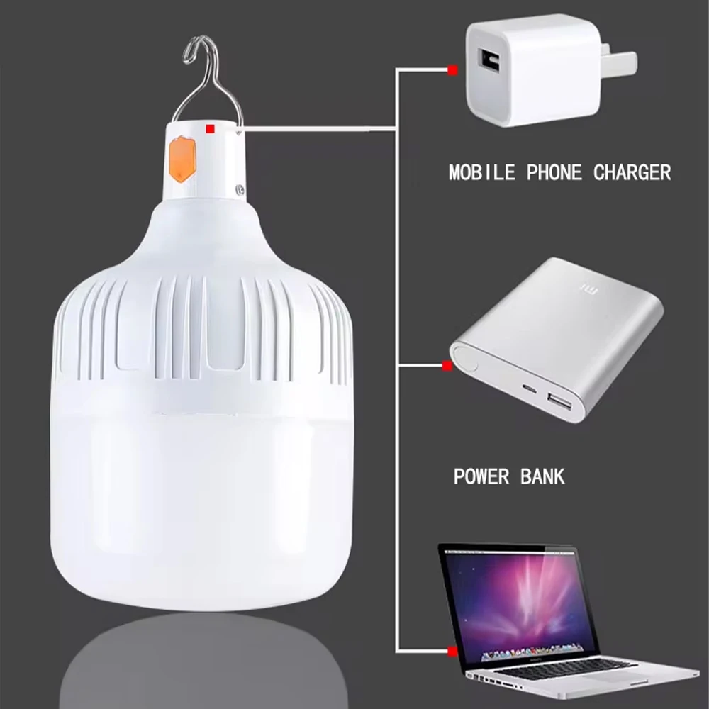 Bombilla Led con puerto de carga Usb, lámpara portátil práctica para el hogar, fiesta al aire libre, Camping, mercado, corte de energía de emergencia, 1 unidad