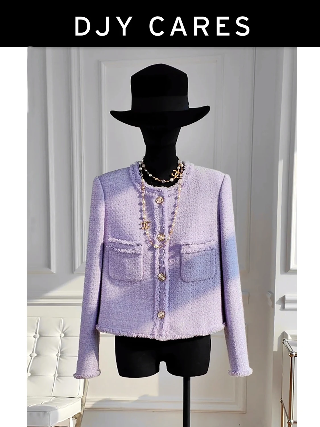 

New Coarse tweed simple jacket high-end top