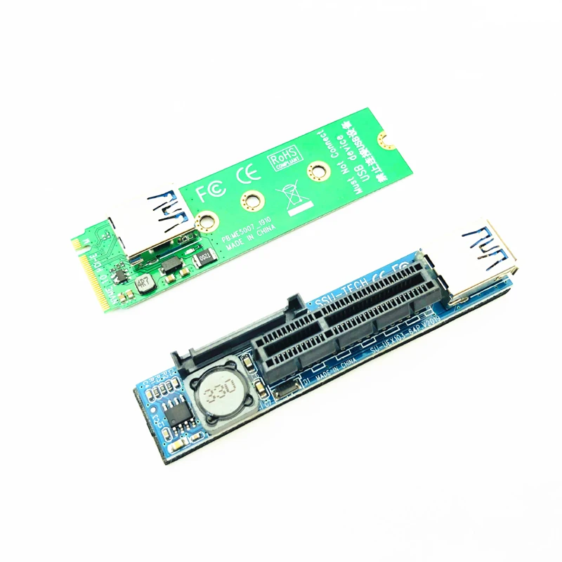 Raiser-Adaptador de puerto de extensión de tarjeta NVME M.2 a PCI-E X4, Conector de tarjetas gráficas, extensor PCIE con Cable USB 3,0 de 60cm