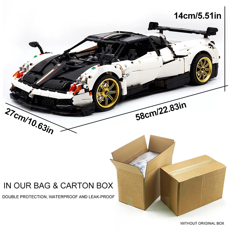 En STOCK MOC 002 Huayra, bloques de construcción de vehículos súper deportivos técnicos, modelo de alta dificultad, bloques de carreras, juguetes DIY para niños de Navidad