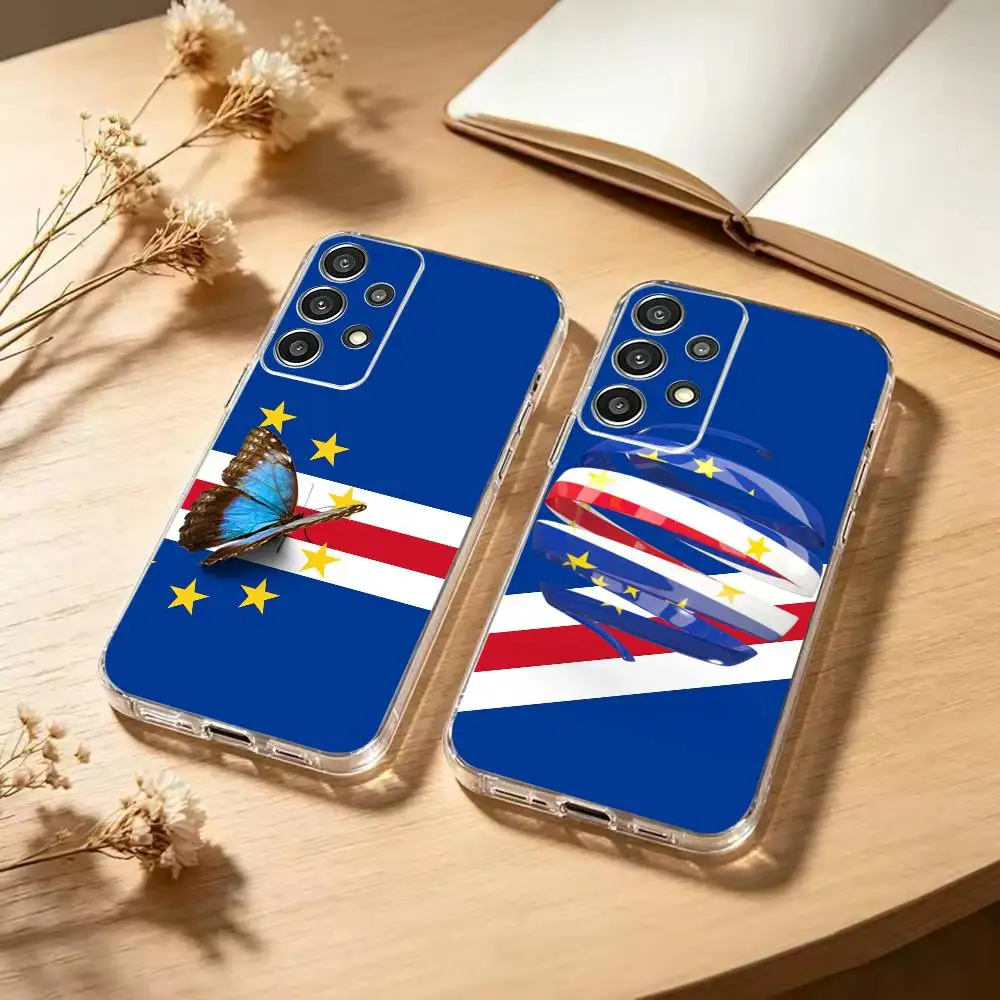 Flag The Republic of Cape Verde  Phone Case Soft Transparent TPU Case For Samsung S25,S24,S21,S22,S23,S30,Ultra,S20,Plus