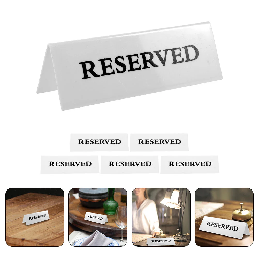 

6 Pcs The Sign Reservation Acrylic Inverted Triangle Hotel Restaurant Table Setting Reminder Banquet Tent Reserved Signs