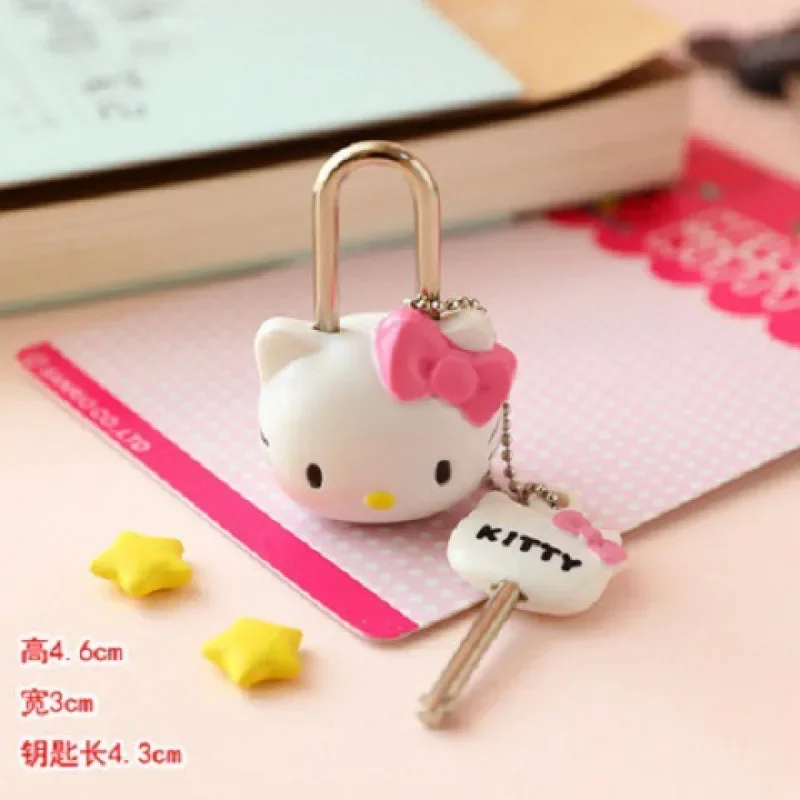 Sanrios Hello Kittys Mini Padlocks Anime My Melody Cartoon Cute Wardrobe Drawer Lock Travel Suitcase Anti-Theft Lock with 2Keys