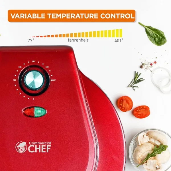 Commercial Chef CHQP12R 12 inch Countertop Pizza Maker