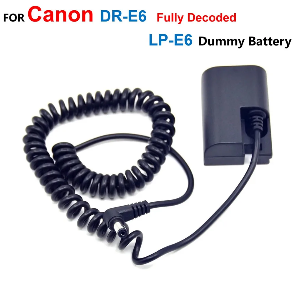 

DR-E6 Dummy Battery LP-E6 DC Coupler Spring Cable For Canon EOS 70D 80D 90D R5 R6 R5C 60DA 5D3 5D4 5DII III IV 5DS R 5DS 6D 7D