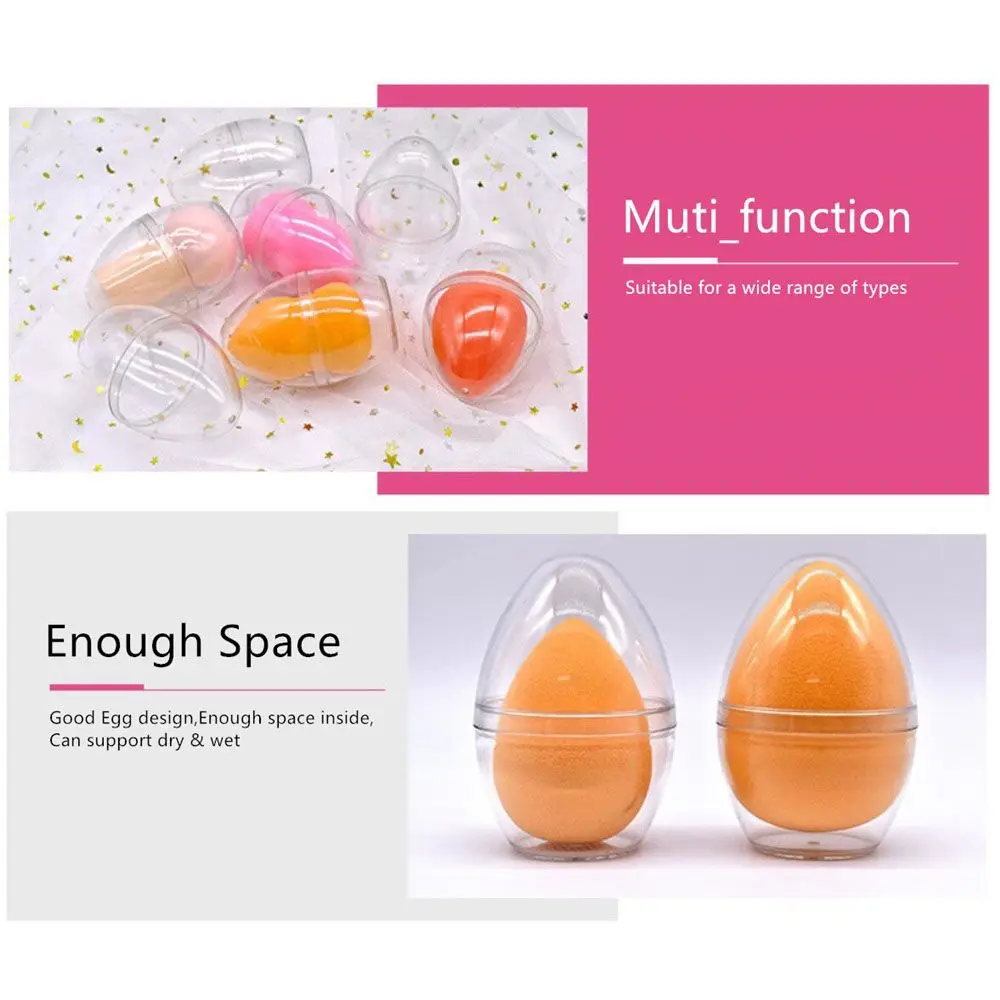 High Quality Makeup Tool Transparent Professional Egg Puff Case Sponge Egg Box Storage Box Puff Holder