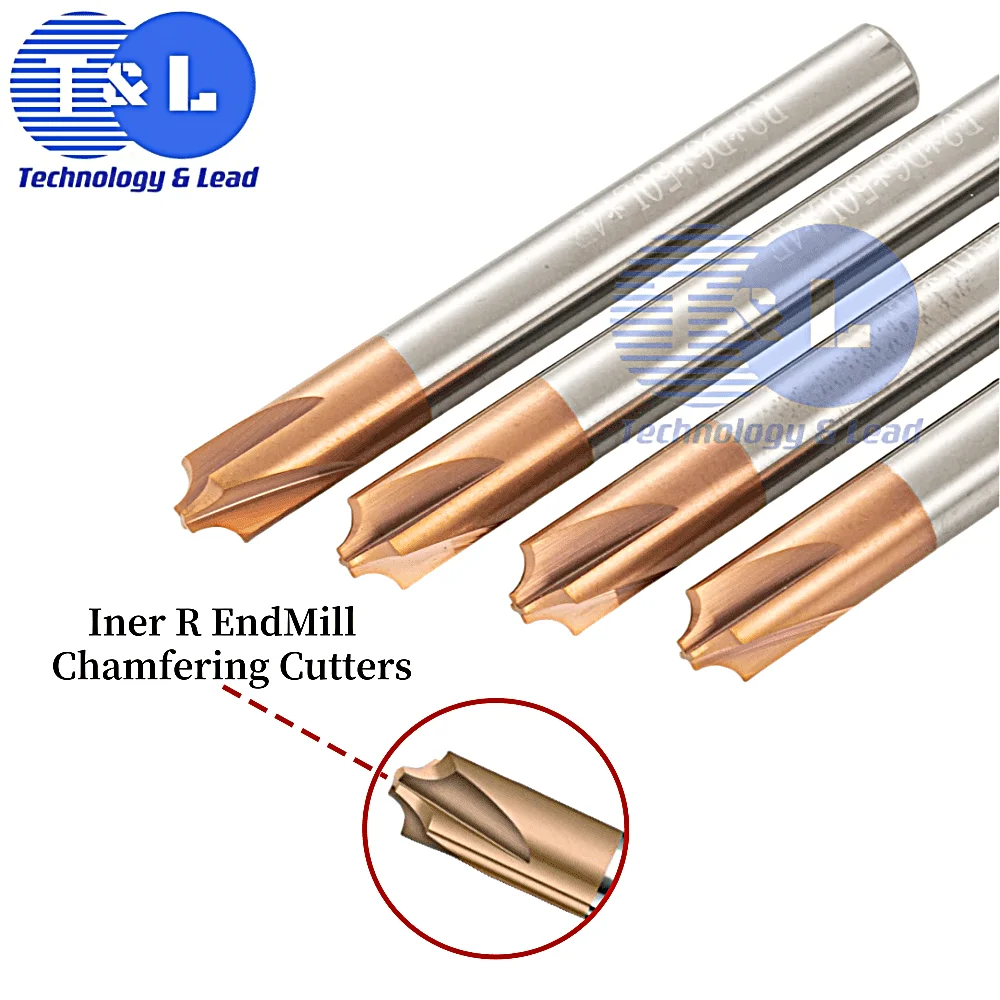 T&L HRC56 Internal R Chamfer Milling Cutter Tungsten Steel Carbide Nano Coating 4-Flute For CNC Machining Center Endmills