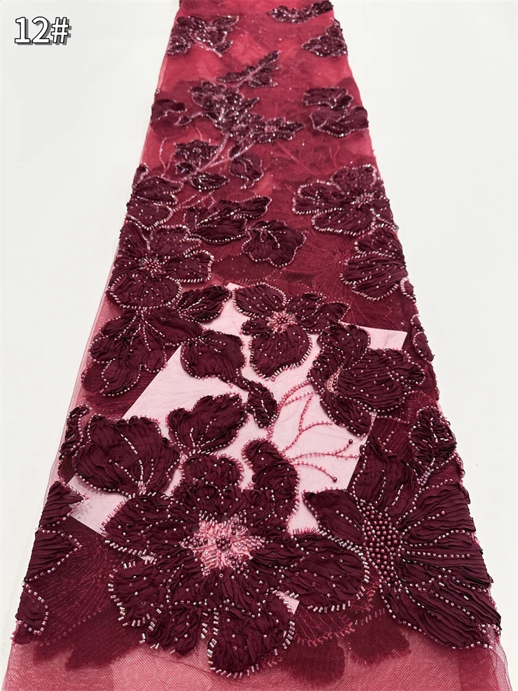 แอฟริกันภาษาฝรั่งเศสคําTulleเจ้าบ่าวลูกปัดผ้าลูกไม้ 5 หลา 2025 คุณภาพสูงลูกไม้ไนจีเรียผ้าแอฟริกันลูกไม้ผ้าสําหรับงานแต่งงาน