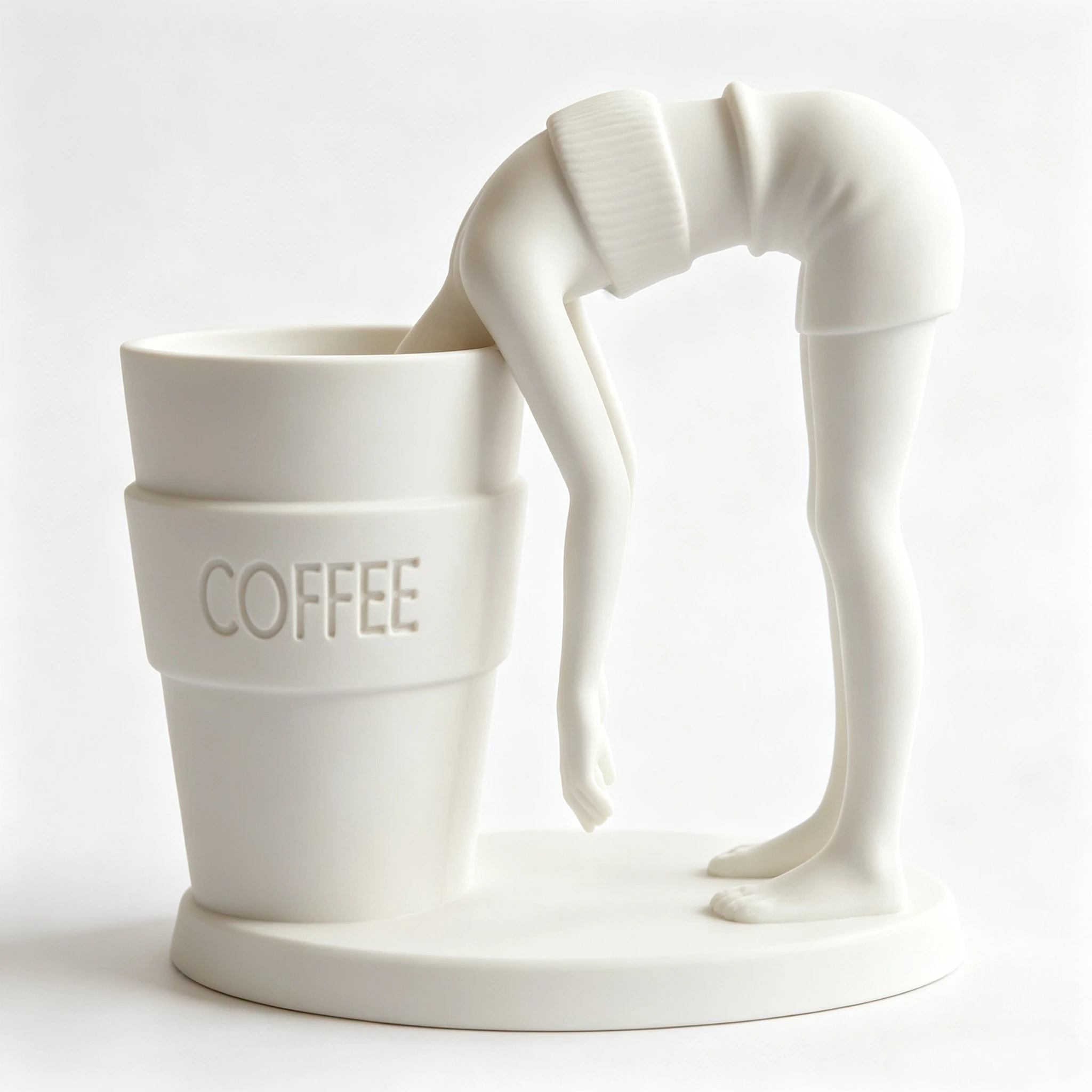 Funny Office Worker Figurine Abstract Bend‑Over Head in Cup Sculpture Stress‑Relief Novelty  Gift Ornament for Office Desk