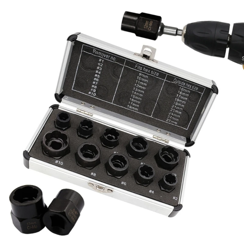 10 Chiếc Hạt Hút Ổ Cắm Tác Động Bu Lông Đai Ốc Vít Tẩy Bộ Dụng Cụ Ổ Cắm Cờ Lê Thả Vận Chuyển