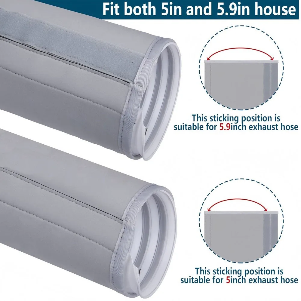Insulated AC Hose Cover Sleeve 5 Inch 5.9 Inch Black Gray Polyester For Portable Air Conditioner For Exhaust Tube Energy Saving