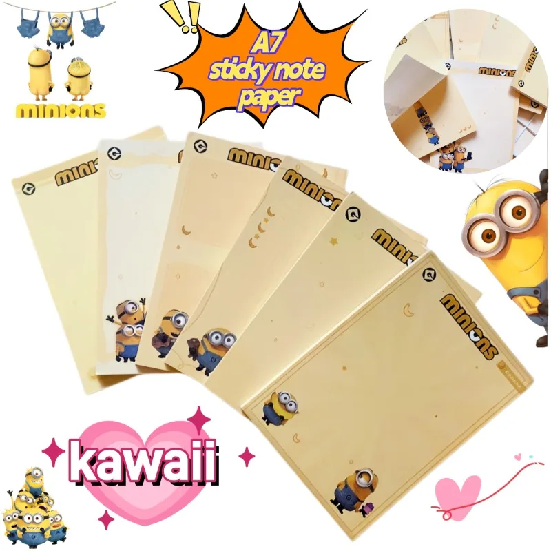 6pcs, 50 sheets, Minions, Big Eyes, Cute A7, Message Book, Creative Student, Cute Notebook, Pocket Memo, Notebook Material