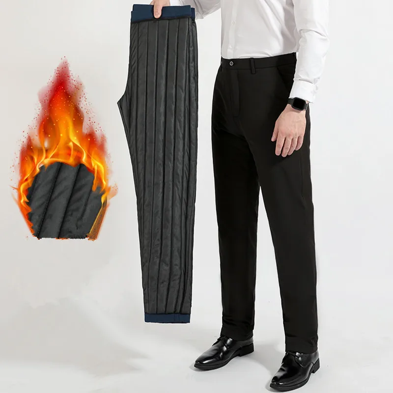 

New Winter Fashion And Versatile Outdoor Cold Resistant Thick Casual Trousers Men'S Business Warmth Cotton Straight Leg Pants