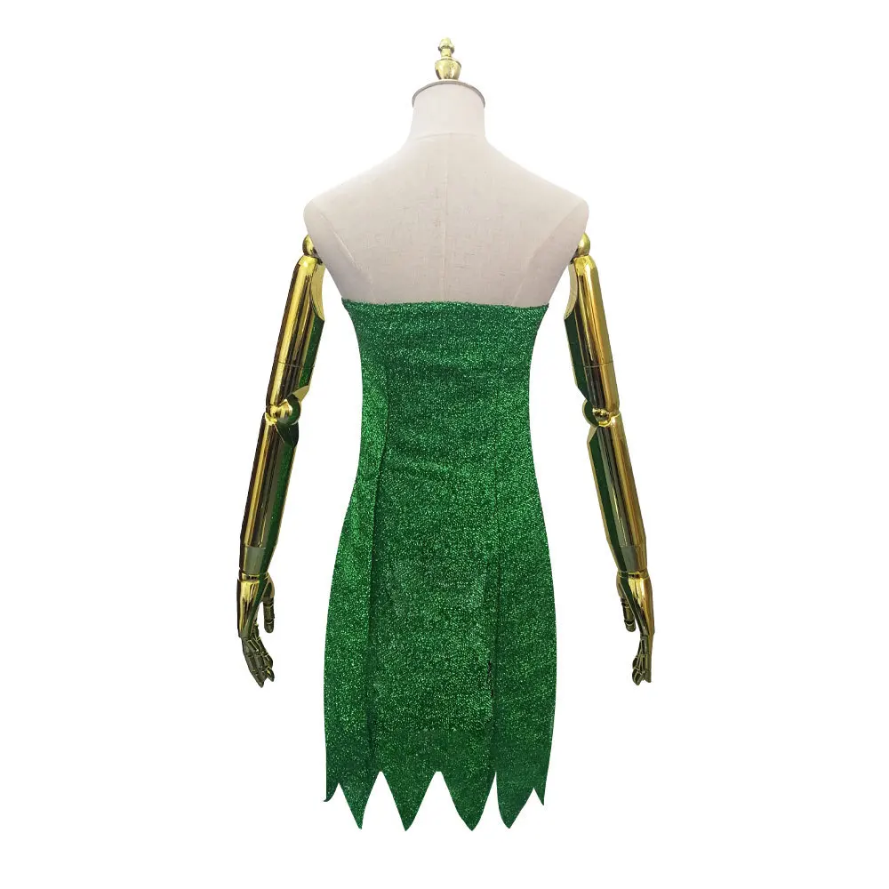 Vestido sin tirantes de Tinker Bell, vestido verde de elfo, disfraz de Cosplay, mascarada de Halloween, vestido de carnaval, trajes de fiesta para mujer