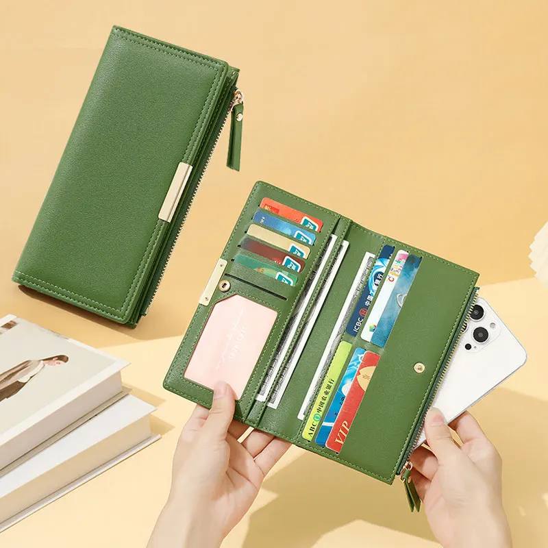 Fashion Women's Wallet Multi-functional Fold Card Holder Coin Zipper Storage Purse PU Leather Long Women Wallets Y9226