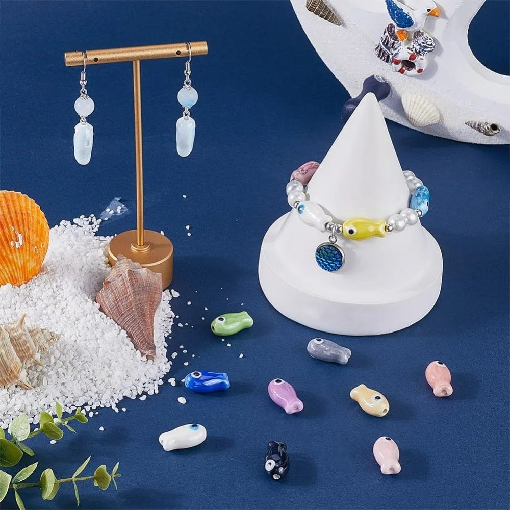 1박스 48개 12색 세라믹 비즈 열대어 비즈 해양 해양동물 밝은 유약 컬러풀 귀여운 도자기 스페이서