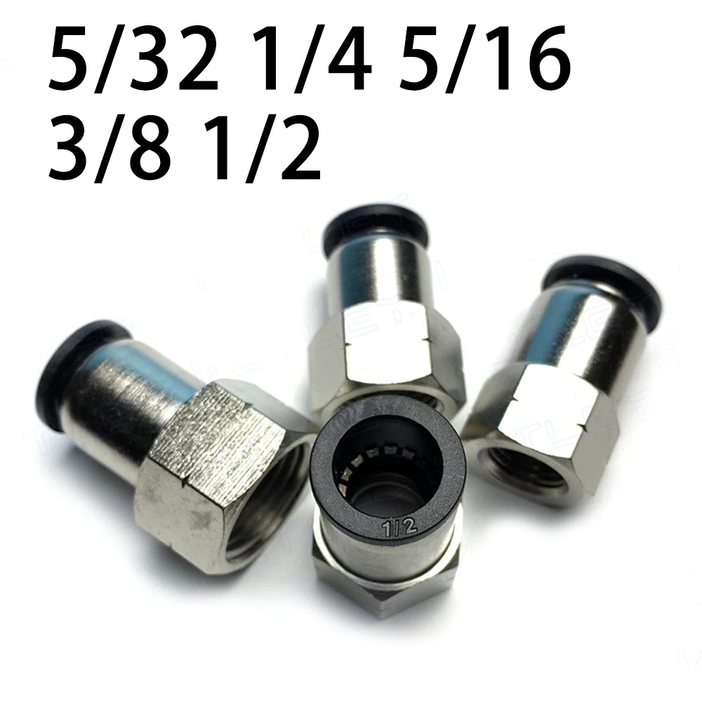 PCF Pneumatic Quick Connector N1/8 N1/4 N3/8 N1/2 NPT Internal Thread British Pipe 5/32 1/4 5/16 3/8 1/2 Air Hose 5/32-NPT1/4