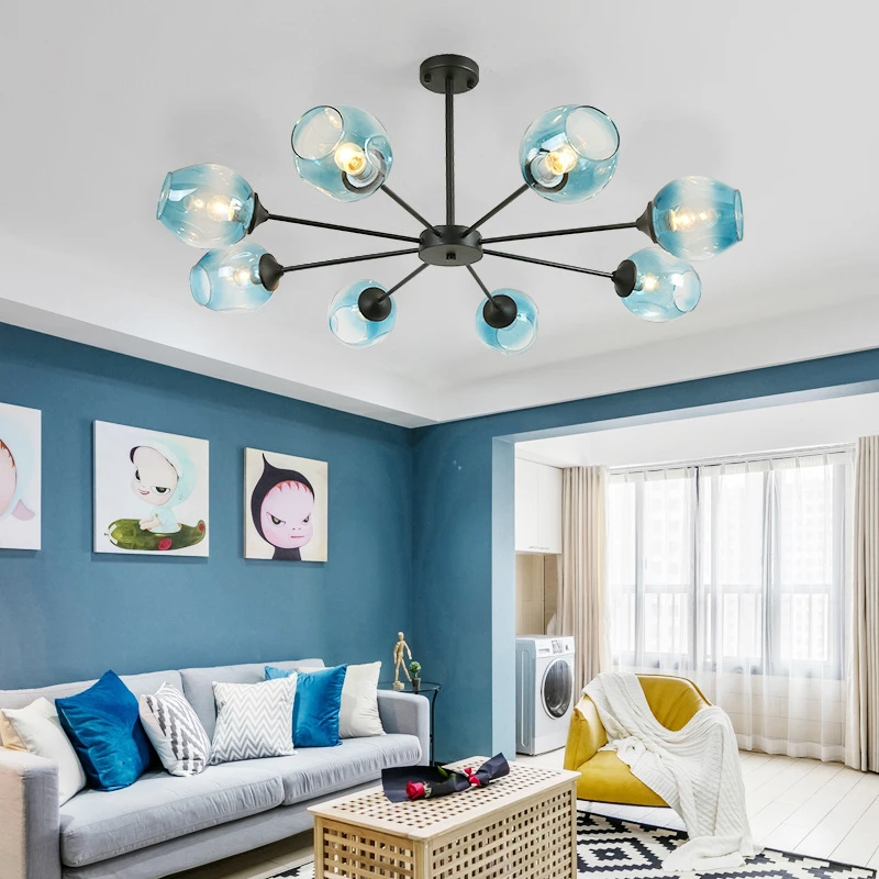 

Magic Bean Glass Molecular Chandelier Household Simple Modern Decorative Lamp Bedroom Dining Room Living Room Lights