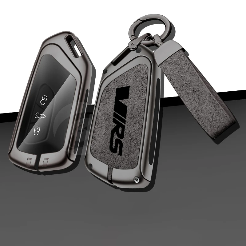 Zinc Alloy Leather Car Key  Cover Case Holder Shell Bag for Skoda Virs Remote Control Keyless Keychain Interior Accessories