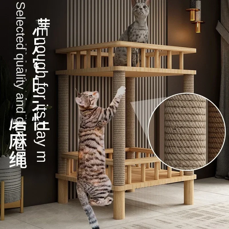 

Cat Nest Tree Villa Wooden Square Corrugated Replaceable Cat Claw Board Pet Bed Vertical Double Layer KittenTree Gatos