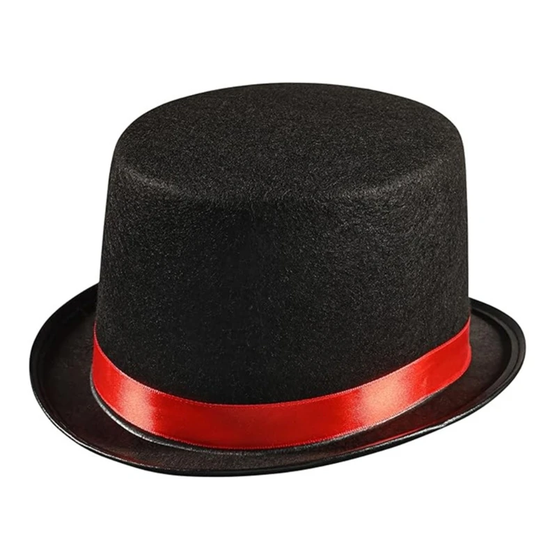 Y1UB Black Fedoras Top Hat Short Brimmed Dress Up Top Hat Surprise Gift for Boyfriend Father Uncle Casual Hat