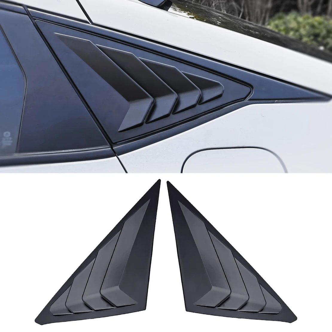 

1 Pair Matte Black ABS Car Left & Right Side Quarter Window Louver Shutter Cover Trim Fit for Honda Civic Hatchback 2022-2023