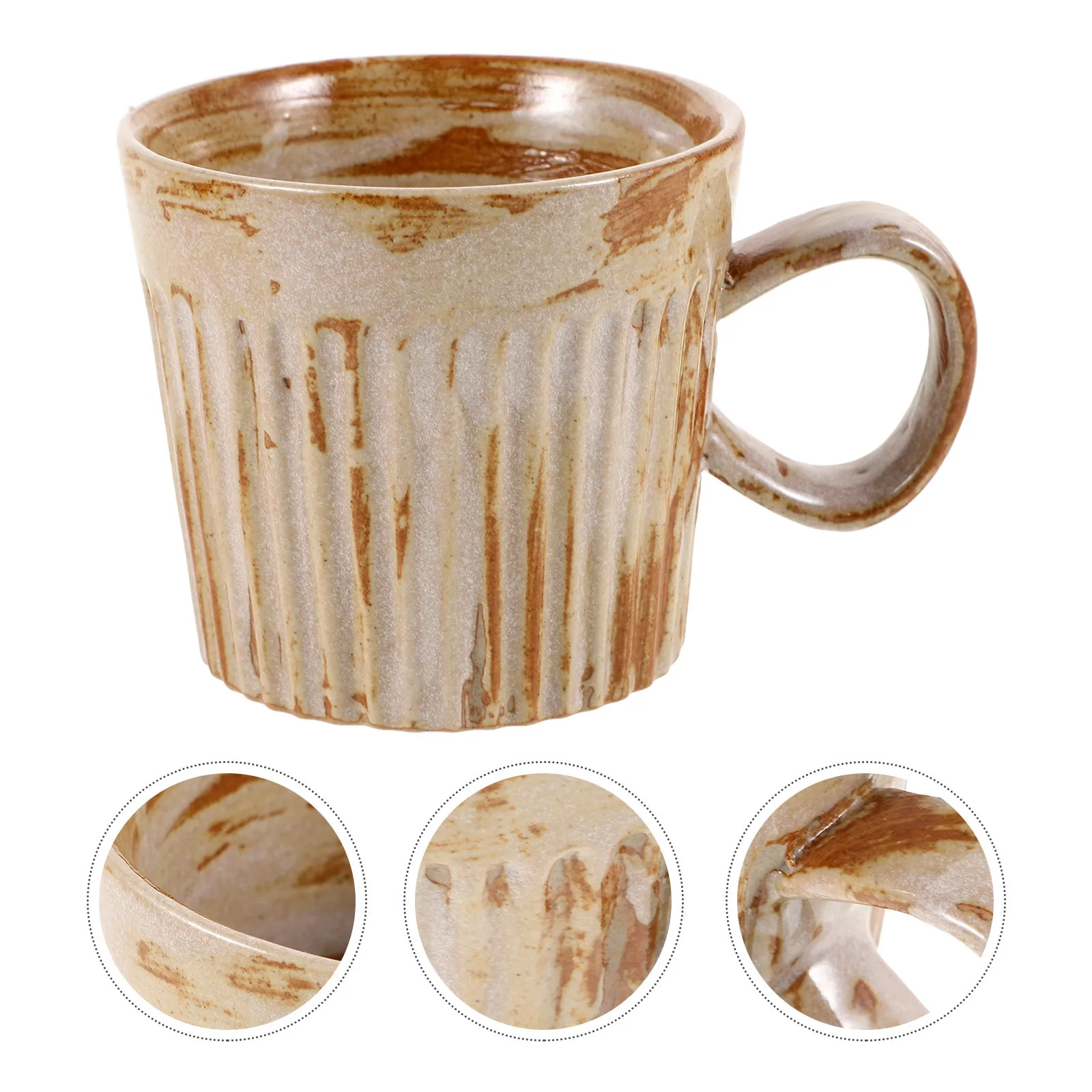 

Vintage Ceramic Coffee Cup Large Capacity Retro Rough Pottery Design Microwave Safe Tea Mug Home Office Use Mini Tea Cups