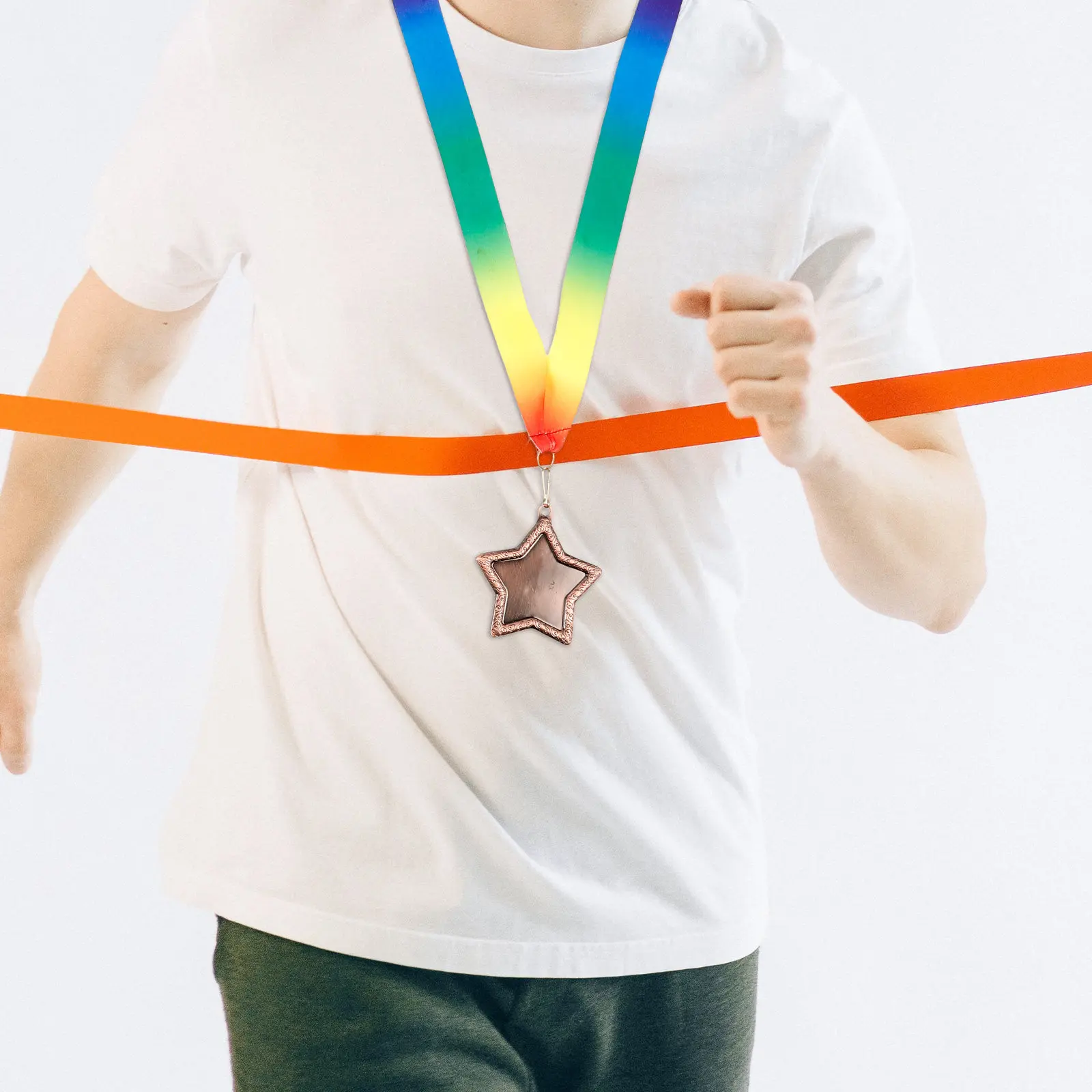 3pcs Sports Award Medals, Metal Star-Shaped Pentagram with Ribbon, Versatile for Kindergarten Competitions