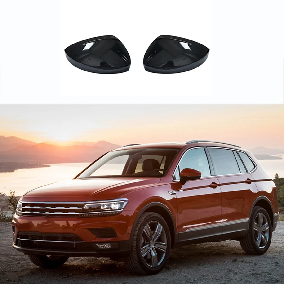 

LGW-u1Pair Car Baked Black Rear View Mirror Cover for 2017-2020 VW Tiguan Allspace Rearview Mirror Housing Modified