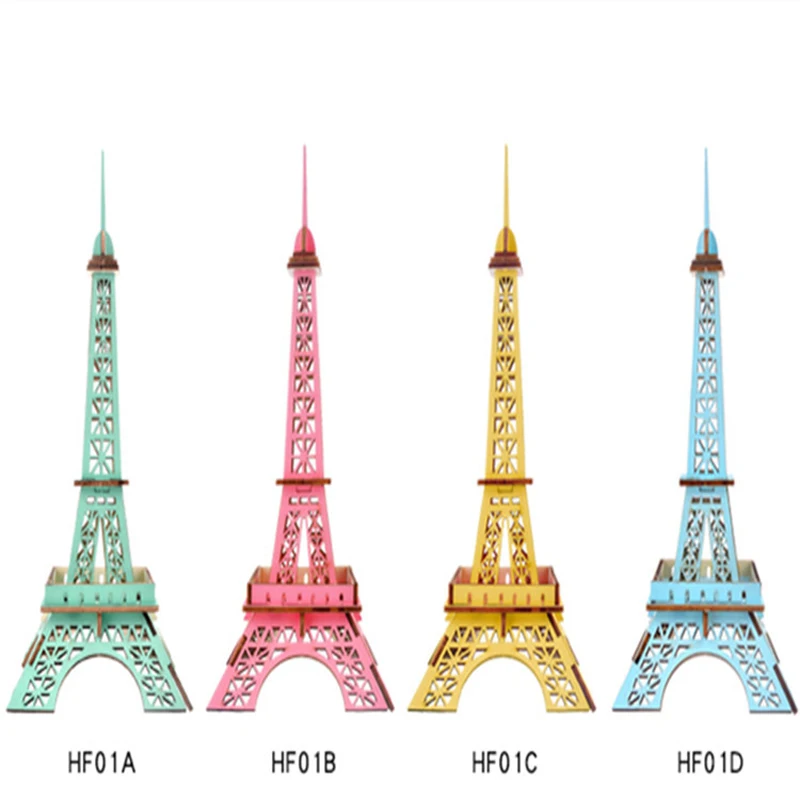 ชุดปริศนาการศึกษาเกมประกอบของขวัญของเล่นสําหรับเด็กผู้ใหญ่ 3D ปริศนาไม้ DIY ของเล่น Little Paris Tower ไม้ p9